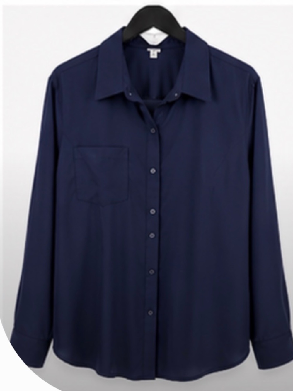 Askew Women's Navy Button‎ Front Blouse XL Long Sleeve Career Office Shirt